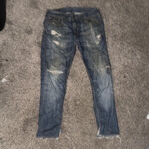True Religion Men's Slim Fit Distressed Jeans - Blue